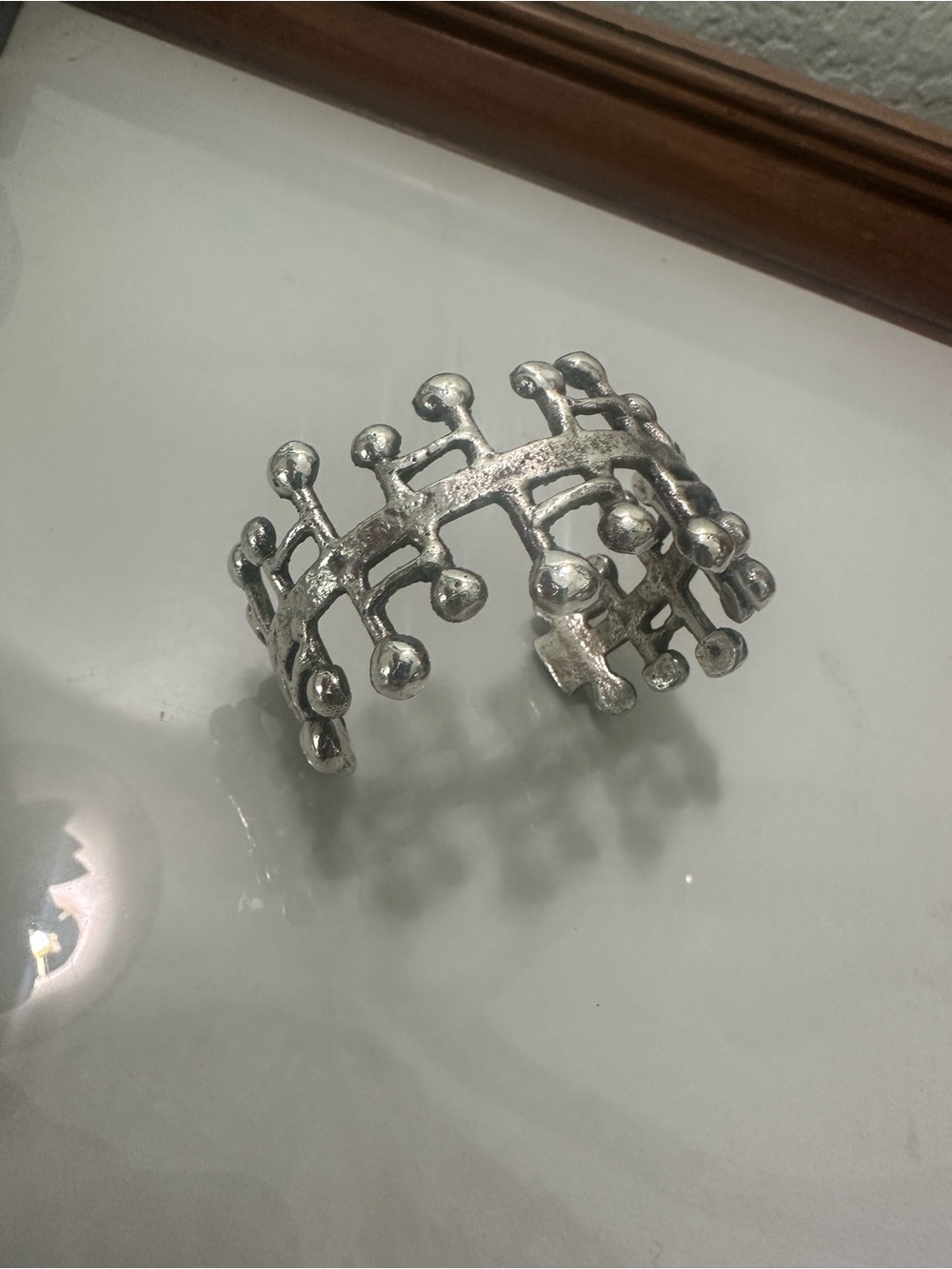 Silver brutalist Openwork Cufffashion Bracelet